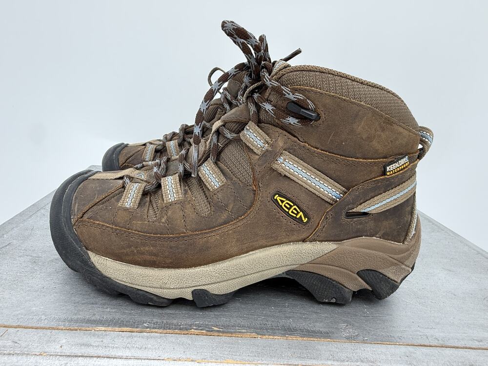 KEEN Women's Mid Waterproof Hiking Boots Brown Leather KEEN.DRY Est US 8.5-9